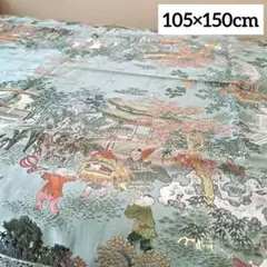 中国 織物　綿花　刺繍　テーブルクロス　大判　マルチカバー　敷物　アンティーク