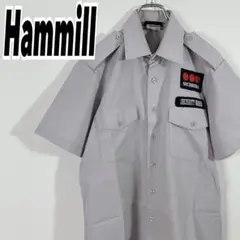 ハミル メンズ 半袖 ワッペン ワークシャツ セキュリタス グレー M 古着