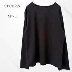 ST.CHRIS ブラウス　クルーネック　ブラック　M〜L 長袖