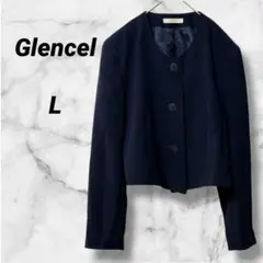 1030　グレンセル　ジャケット　Ｌ　ネイビー　ノーカラー　フォーマル