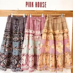 PINK HOUSE ピンクハウス 薔薇模様 プリントパッチワークスカート