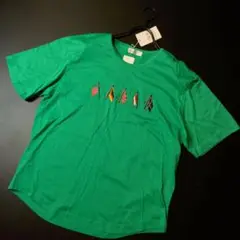 LINEAR ワールド 新品未使用 国旗の刺繍　半袖　綿Tシャツ　グリーンF