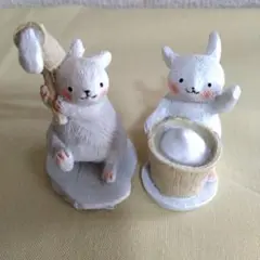 ナチュラルキッチン　餅つきうさぎ　置物