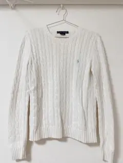 RALPH LAUREN ケーブルニット cotton100% ホワイト