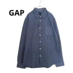 【Gap 】ギャップ チェック柄 長袖シャツ メンズ ネイビー　Ｌサイズ
