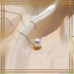 503AB【冠婚葬祭】ネックレス　10mm　一粒　淡水真珠　SV925　シルバー