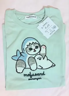 しまむら　mofusand サガラ刺しゅう　Tシャツ S ミントグリーン　半袖