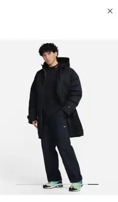値下げ　NIKEライフ定価50,050円中綿コート　ブラックXL