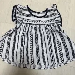 半袖シャツ 100cm110cm ホワイト ブラック ストライプ