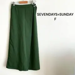 SEVENDAYS=SUNDAY ラップパンツ　スカートズボン　ワイド　グリーン