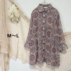 ヴェンティチェッロ 【M〜L】 シアーシャツ チュニック エスニック 総柄 羽織