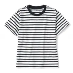 無印 MUJI キッズ 半袖 Tシャツ ボーダー 黒 150cm 匿名発送