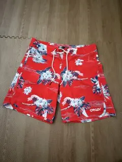 OAKLEY 花柄水着 赤　サーフパンツ