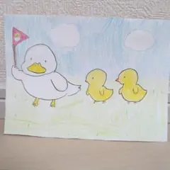 アヒルの親子のイラスト