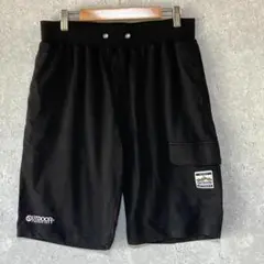 【OUTDOOR】アウトドア（L）ハーフパンツ＊ロゴ＊ストレッチ＊ポケット＊黒