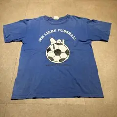 Peanuts スヌーピー　半袖　tシャツ　青　ブルー　サッカー　usa M