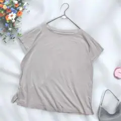 《無印良品》 フレンチスリーブシャツ L グレー ゆったりシルエット コットン