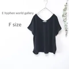 イーハイフンワールドギャラリー　トップス　レディース　半袖　Vネック　ブラック