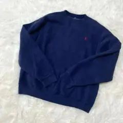 POLO RALPH LAUREN スウェット 刺繍ロゴ 古着 大きいサイズ　紺