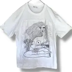 ZARA アートプリント半袖Tシャツ　白（L）個性的　おしゃれ　可愛い
