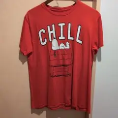 スヌーピー CHILL Tシャツ 赤　Lサイズ