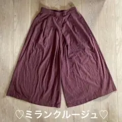 ミランクルージュ　リネンワイドパンツ　ブラウン　Mサイズ　シンプル　可愛い