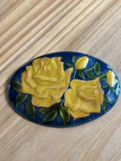 七宝焼　ブローチ　薔薇　レトロアクセサリー