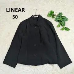 《RINEAR》ワールド シャツ ジャケット シルク混 大きめ ぽっちゃり 黒