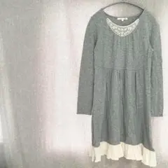 美品✦North Object ワンピース M ライトグレー レースフリル