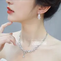 ❀2点セット❀キュービックジルコニアピアス(イヤリング)u0026ネックレスアクセサリー