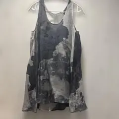 抽象パターンタンクトップ　すみ黒