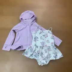 petite main ラッシュガード付フラワープリント水着 80