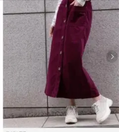 Heather ヘザー ベロア 台形 スカート 紫 パープル レディース M