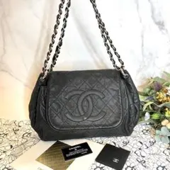CHANEL シャネル【美品】キャビアスキン チェーンショルダーバッグ フラップ