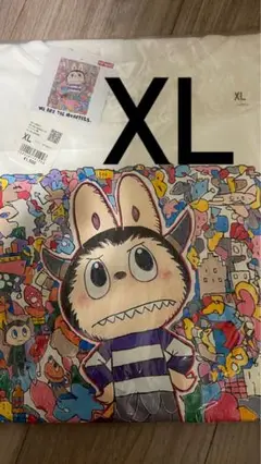 ユニクロ×ラブブ　コラボ　Tシャツ　XLサイズ 白　ポップマート