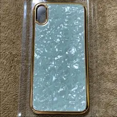 iPhone XR スマホケース　ブルー×ゴールド