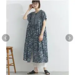 限定500円OFF✨Lupilien ルピリアン インド綿ワンピース 紺