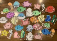 海洋生物イラスト 32枚　魚釣り 壁面飾り