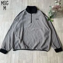 【MSG】オーバーサイズ　ハーフジップフリースプルオーバー　男女兼用　グレー　M