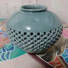 【韓国陶磁　海泉　南宮熔作　壺・花瓶　２８ｃｍ】 韓国陶磁 海泉 南宮熔作 壺・花瓶 28cm】 - メルカリ