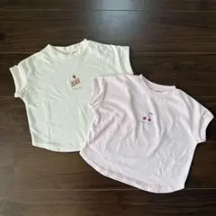 【中古】アプレレクール　接触冷感　5柄モチーフTシャツ　ピンク　ホワイト　90