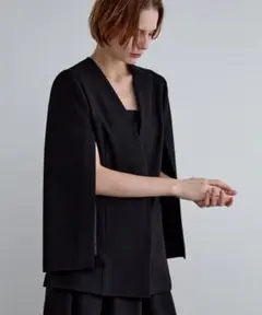 LE PHIL ルフィル 2WAY ツイル ノーカラー ジャケット ブラック