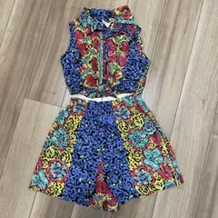 JAZZ KiDS 子供服　セットアップ　ノースリーブ　ハーフパンツ　総柄　夏