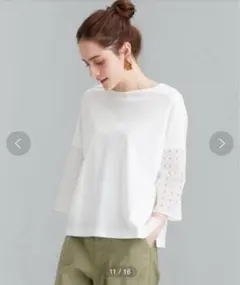 green label relaxingソデ 刺しゅうカットソー定価5,940円