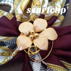 ヴィンテージ マーブル フラワースカーフクリップ 帯留め スカーフ留め 花