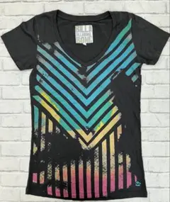 G430　ビラボン　Tシャツ　Vネック　半袖　チャコールグレー　スリムフィット