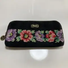 FEILER 花柄刺繍 長財布 ブラック