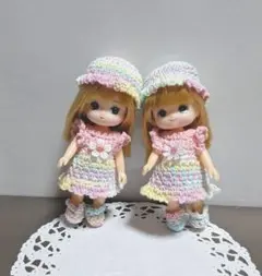 ミキマキちゃんパステルカラー 手編みドール服セット