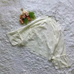 【デミルクス】 (36/S) ブラウス 長袖 エンブロイダリーレース 刺繍 白