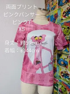 新品 ピンクパンサー 両面プリントTシャツ レディースXS